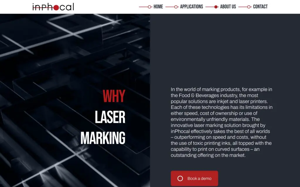 Website Inphocal, gebouwd door BlueCT