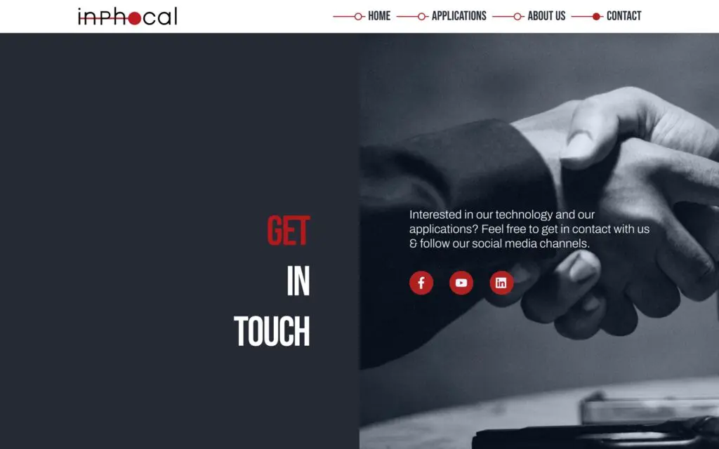 Website Inphocal, gebouwd door BlueCT